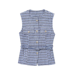 Blue checkered vest
