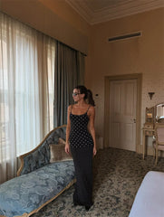 Spaghetti Strap Polka Dot Maxi Dress