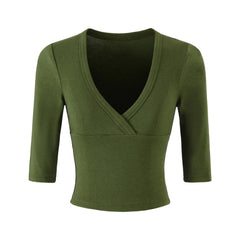 V-Neck Crossover Cropped Top