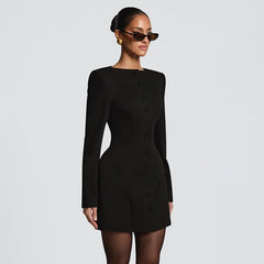 Button Structured Blazer Mini Dress