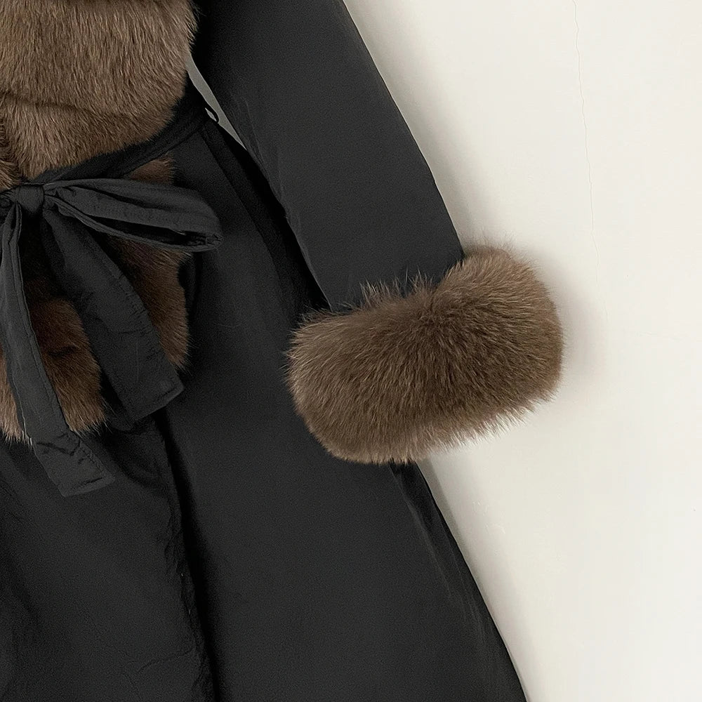 Black coat with fur cuffs