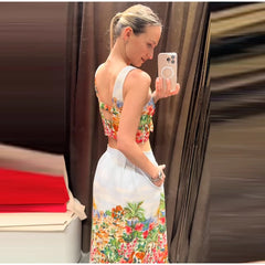 Landscape Sequence Printed Crop Top and Midi Skirt Set