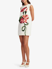Floral Embroidered Sleeveless Mini Dress