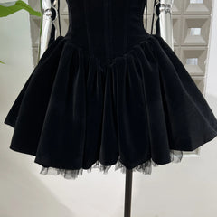 Velvet Corset Bow Mini Ball Dress