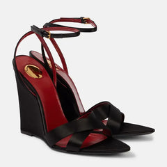 Wedge Gold Heel Ankle Strap Sandal