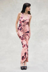 Floral Print Ruffle V-neck Maxi Dress