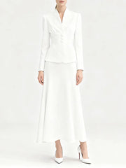 Person wearing a white suit on a white background