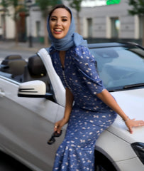 Half-Sleeve Polka Dot Midi Dress