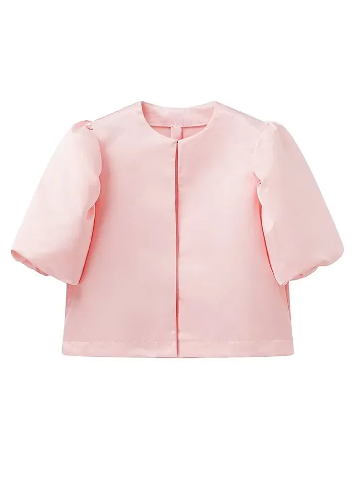 Pink top on a white background