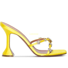Floral Embellished Square Toe Heels