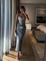 Metallic Sequin Corset Cami Top