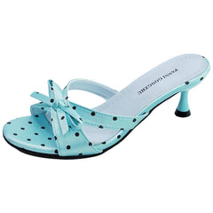 Polka Dot Bow Kitten Heel Mules