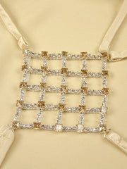 Halter Neck Backless Diamond Buckle Gown