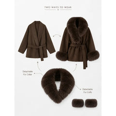 Faux Fur Trim Belted Jacket
