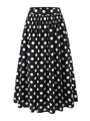 Polka Dot Halter Crop Top & High-Waist Midi Skirt Set
