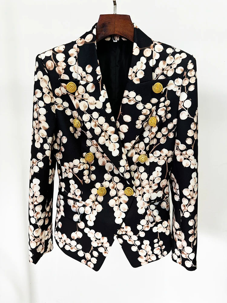 Redcurrant print double-breasted blazer