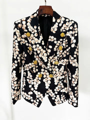 Redcurrant print double-breasted blazer