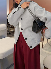 Herringbone Textured Collar Jacket