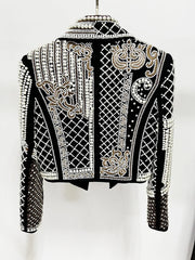Beaded pearl embroidered cropped jacket back view