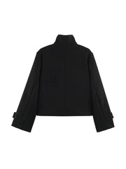 High Neck Solid Cropped Jacket