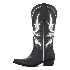 Embroidery Pointed Toe Western Boots