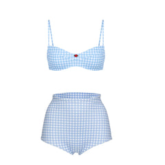 Gingham Bikini and Skirt Beachwear Set
