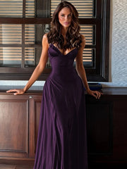 Satin Spaghetti Strap Sweetheart Maxi Dress