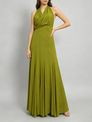 Halter Neck Draped Maxi Dress