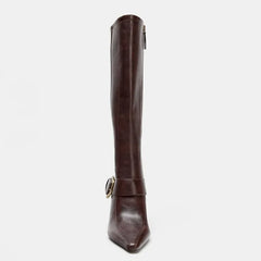 Pointed Toe Stiletto Heel Buckle Knee High Boots