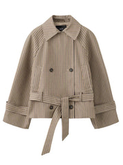 Plaid Belted Cropped Trench Coat