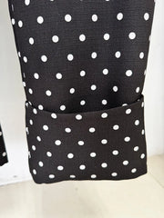 Polka Dot Bow Blazer and Wide-Leg Pants Set