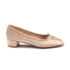 Silk Bowknot Square Toe Ballet Flats