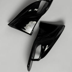 Patent Square Toe Wedge Heels