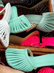 Metallic Stiletto Mule Heels