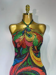 Colourful Diamonds Sparkling Halter Mini Dress