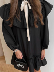 Ruffled Bow Collar Mini Dress
