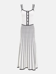 Striped Open Back Contrast Strapless Knitwear Long Dress