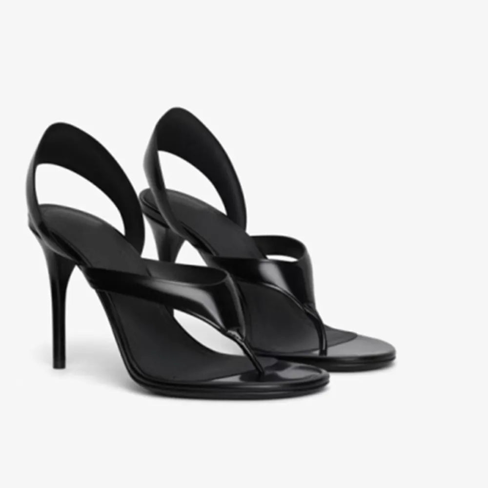 Black stiletto heeled sandals