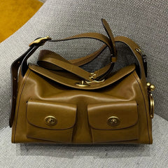 Lock Detail Shoulder Bag PU Leather