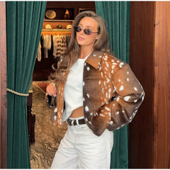Faux Fur Spotted Print Jacket