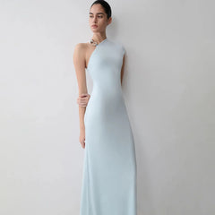 One Shoulder Cap Sleeve Maxi Dress