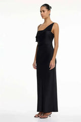 Draped One-Shoulder Maxi Dress