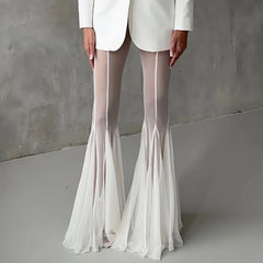 Deep V Neck Hollow Out Long Sleeve Suit Set