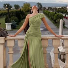 One Shoulder Draped Maxi Dress