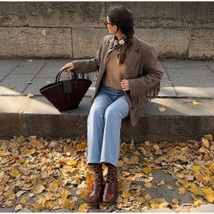 Fringe Sleeve Wool-Blend Tassel Blazer Coat