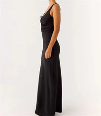 Black evening gown on a white background