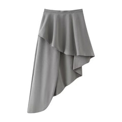 Grey Asymmetrical High-Waisted Skirt