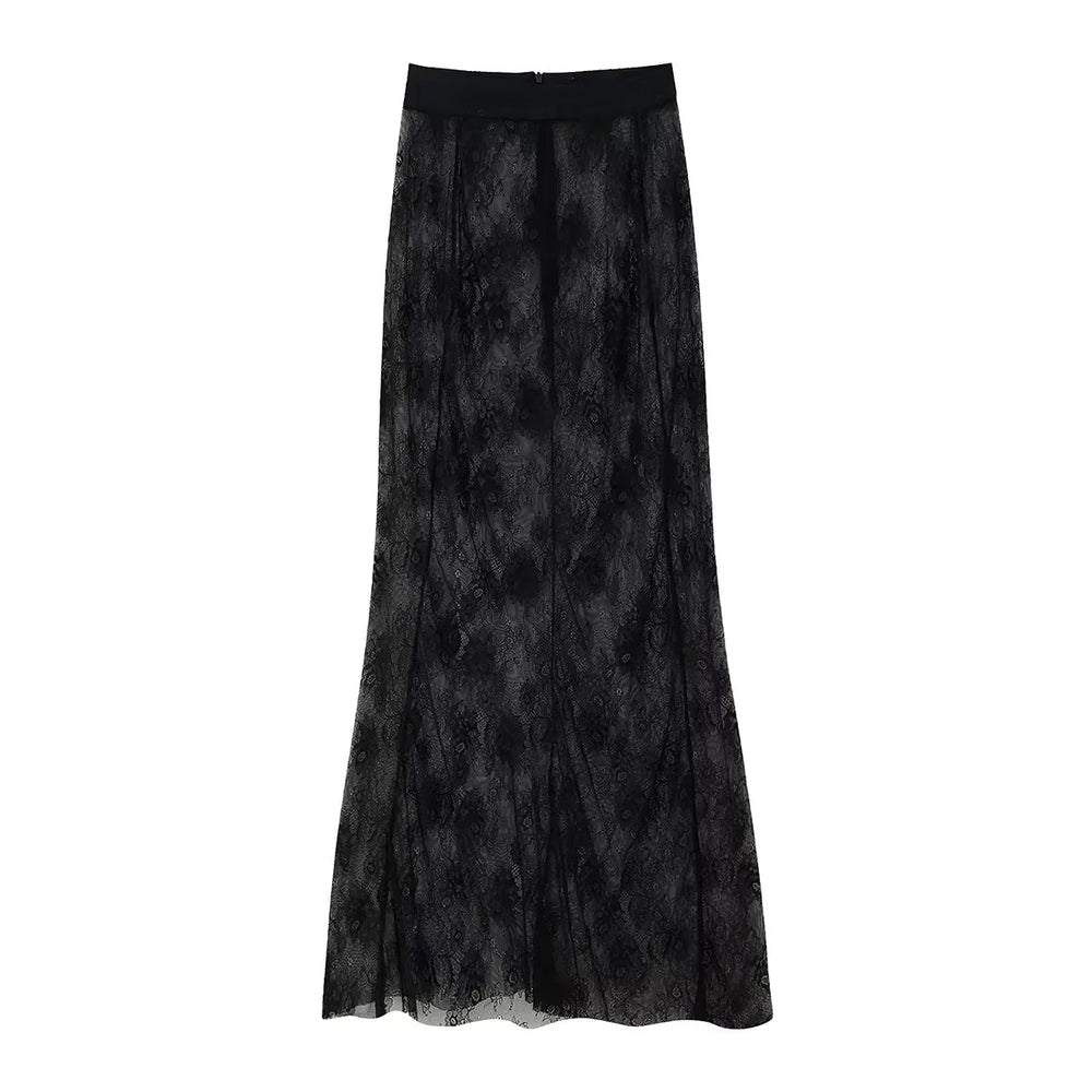 Black patterned skirt on a white background