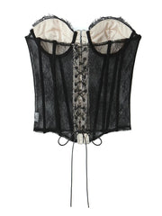 Black Lace Tie Up Corset Top