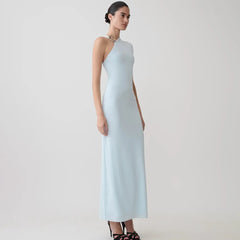 One Shoulder Cap Sleeve Maxi Dress